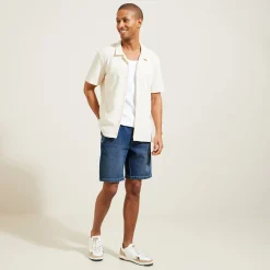 Jules Bermuda en jean effet maille- Short & Bermuda