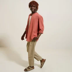 Jules Chemise en coton lin col mao- Chemise