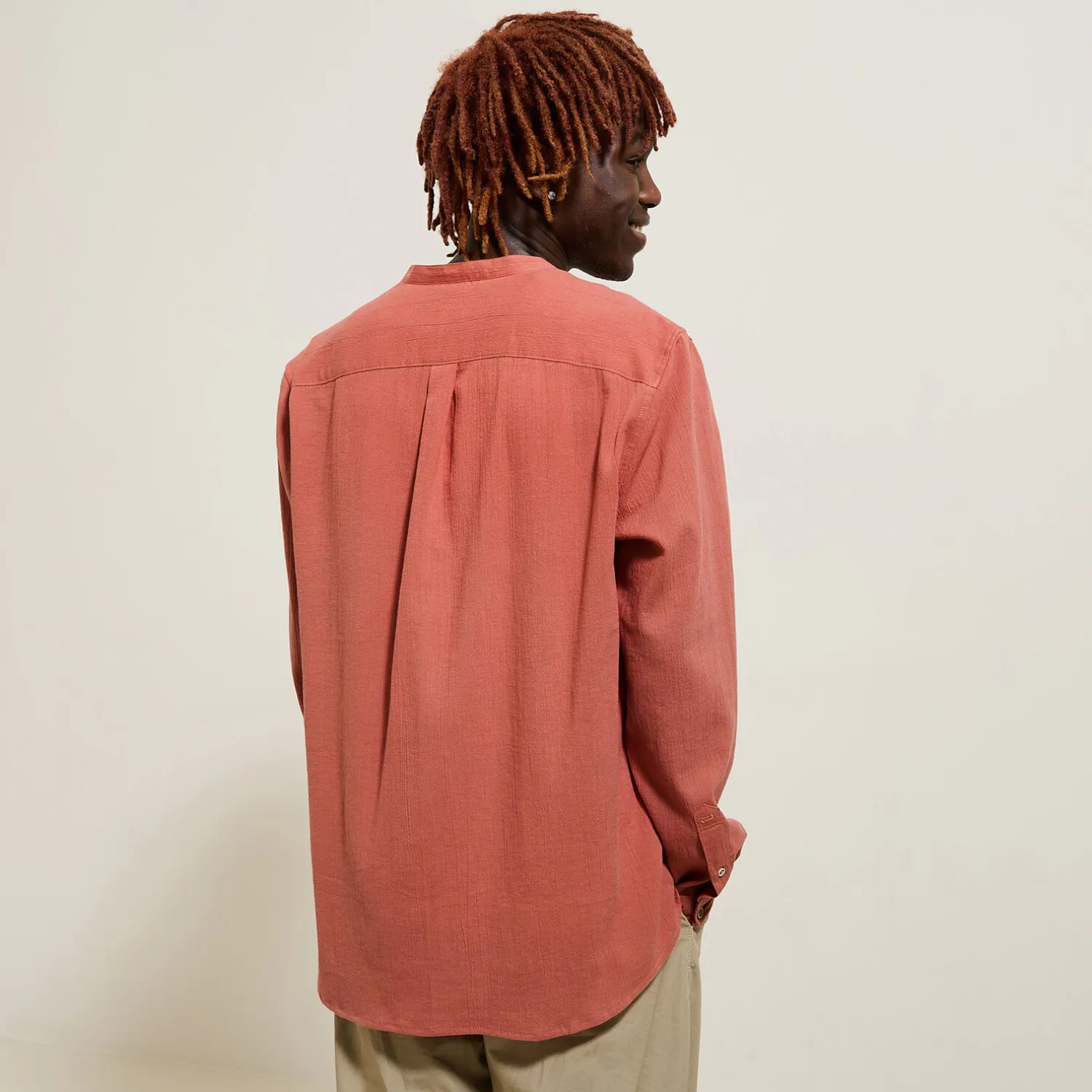 Jules Chemise en coton lin col mao- Chemise