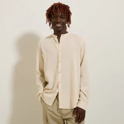 Jules Chemise en coton lin col mao- Chemise