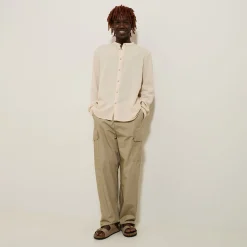 Jules Chemise en coton lin col mao- Chemise