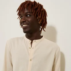 Jules Chemise en coton lin col mao- Chemise