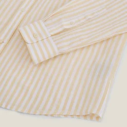 Jules Chemise en coton lin rayée col boutonné- Chemise