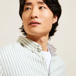 Jules Chemise en coton lin rayée col boutonné- Chemise