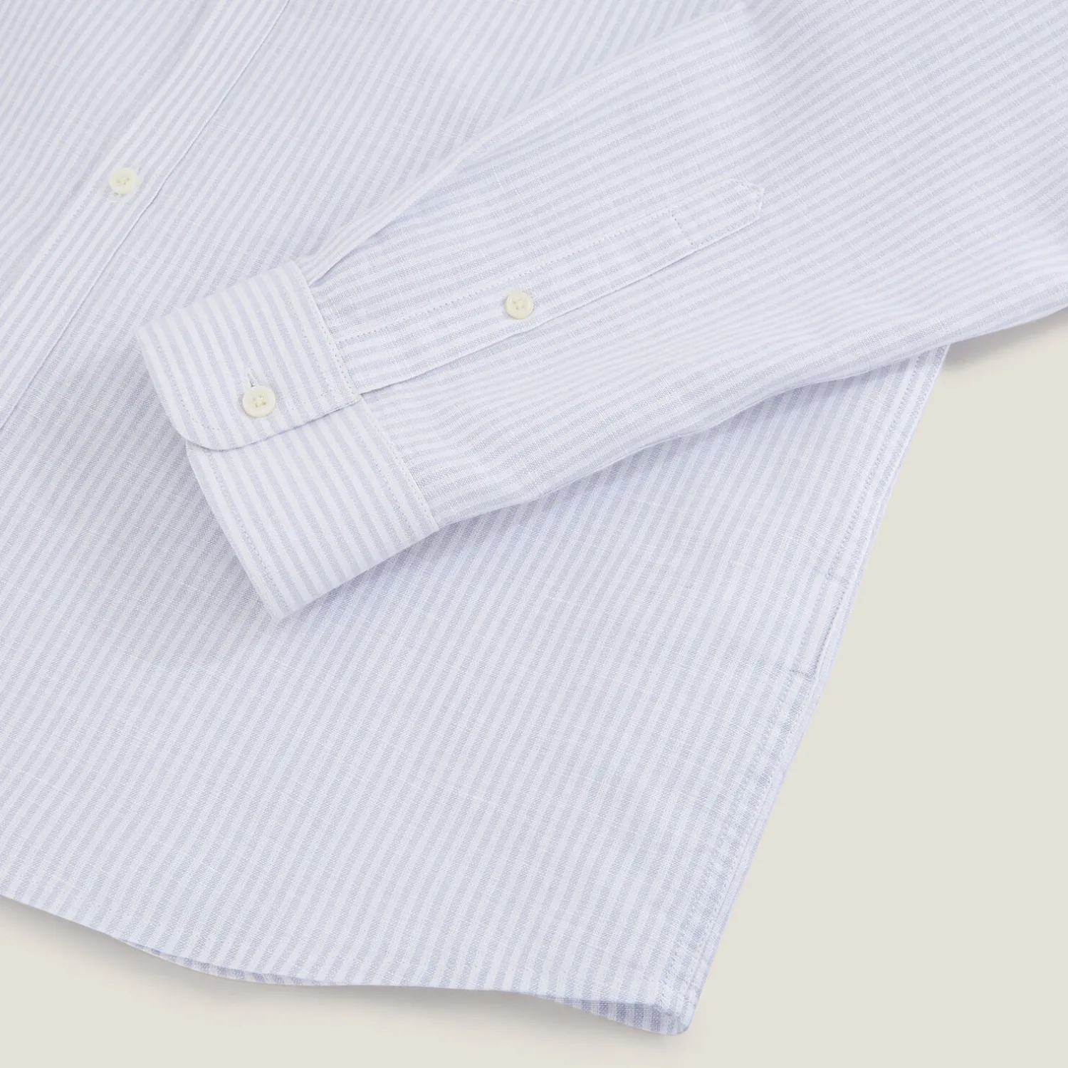 Jules Chemise en coton lin rayée col boutonné- Chemise