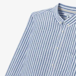 Jules Chemise en coton lin rayée col boutonné- Chemise