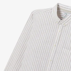 Jules Chemise en coton lin rayée col boutonné- Chemise