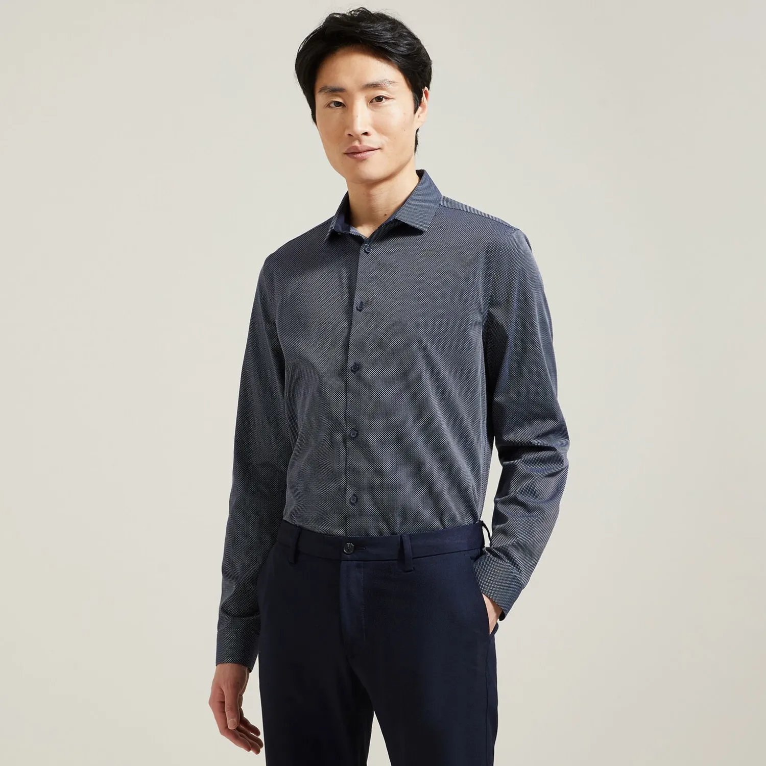 Jules Chemise en coton sans repassage micro point- Collection Mariage|Chemise Repassage Facile