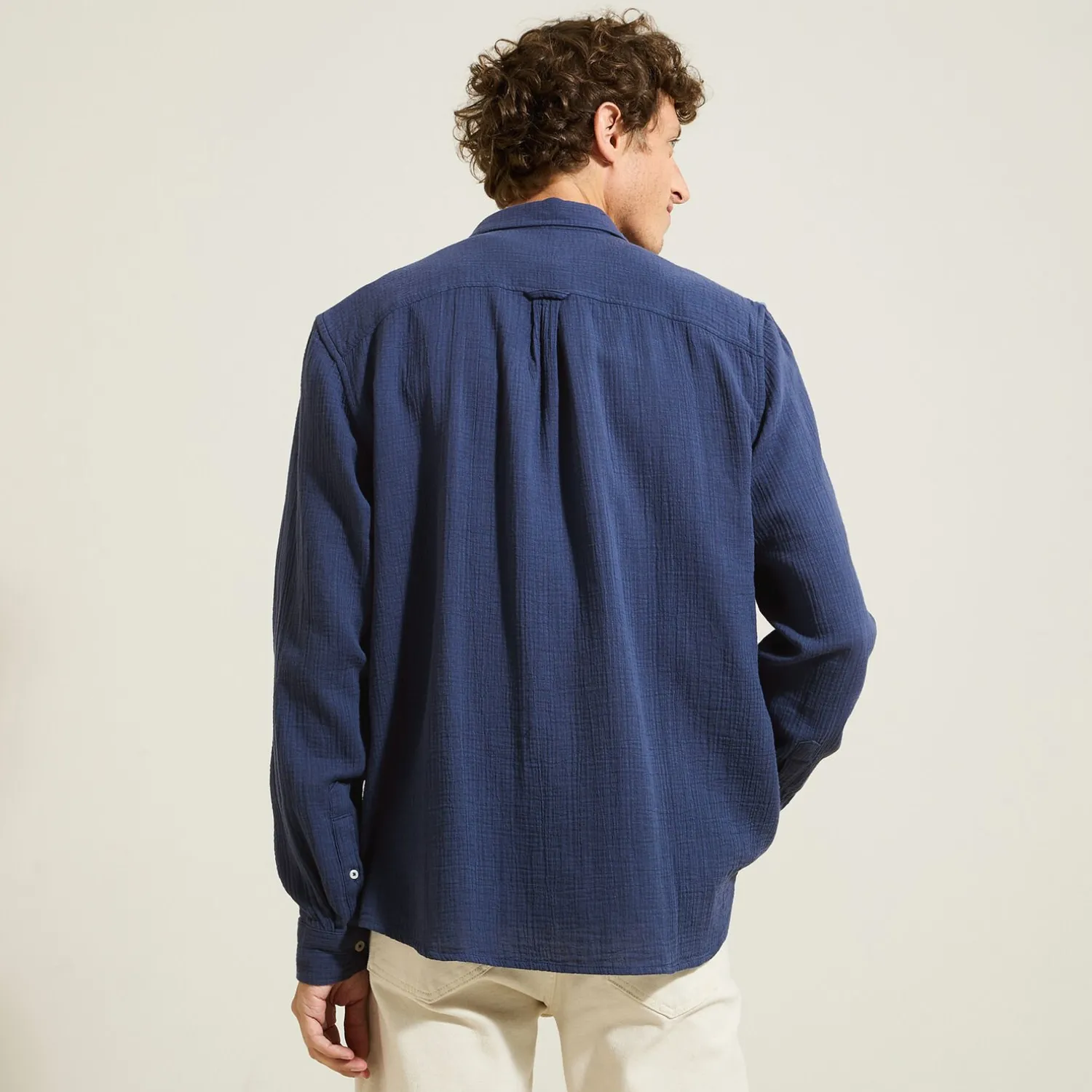 Jules Chemise en gaze de coton unie col boutonné- Smart Casual|Chemise