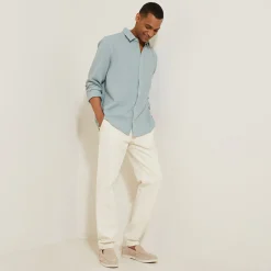 Jules Chemise en gaze de coton unie col boutonné- Chemise