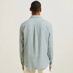 Jules Chemise en gaze de coton unie col boutonné- Chemise