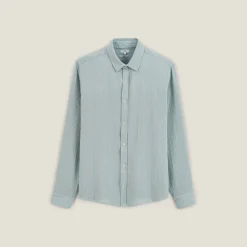 Jules Chemise en gaze de coton unie col boutonné- Chemise