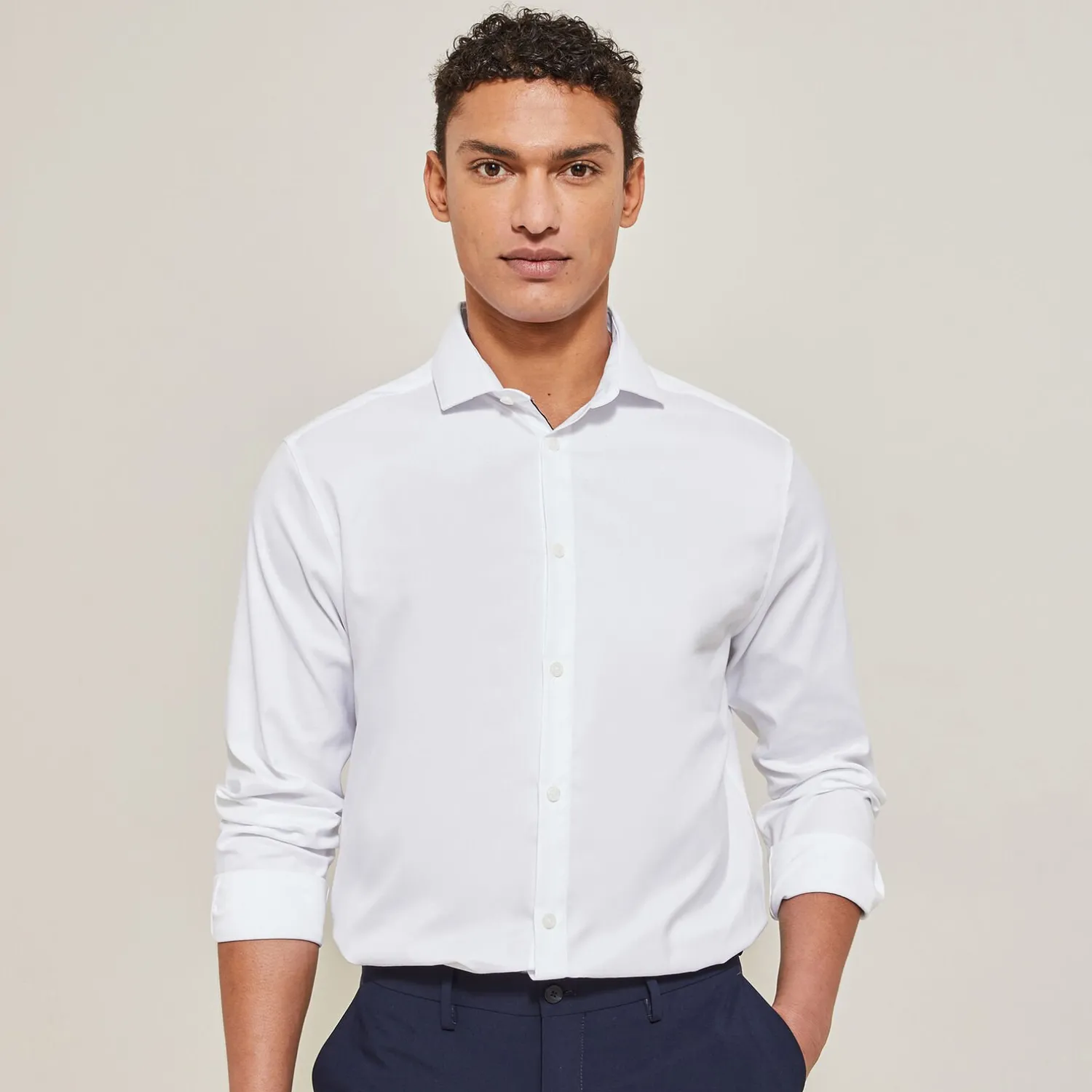Jules Chemise regular sans repassage unie coton- Collection Mariage|Chemise Repassage Facile