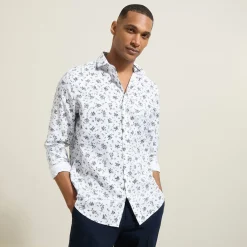 Jules Chemise slim imprimé fleur coton- Smart Casual|Chemise Formelle