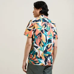 Jules Chemisette en coton col requin motif hawaïen- Chemise