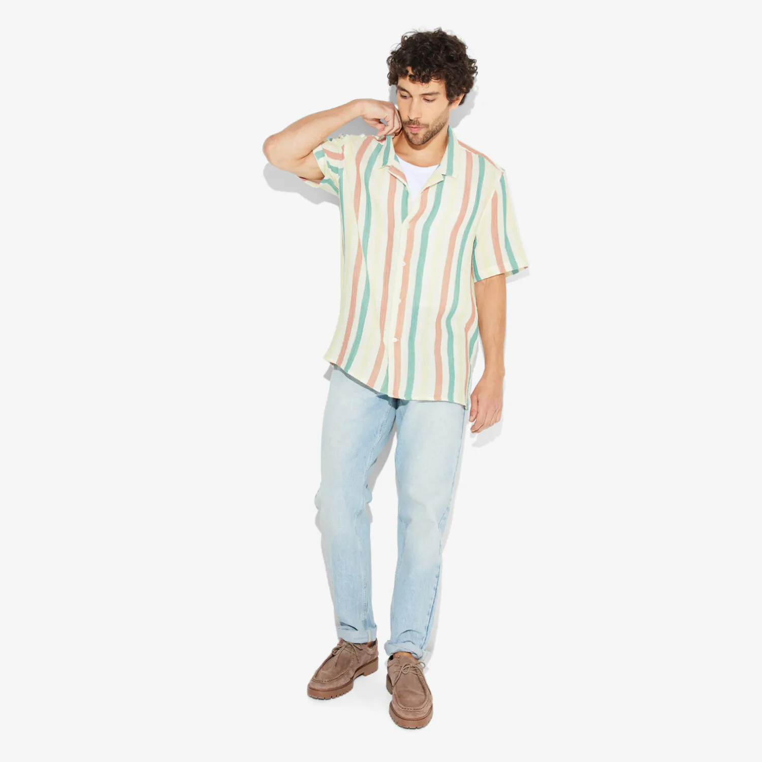 Jules Chemisette en gaze de coton rayée- Chemise