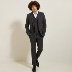 Jules Costume 3 pièces slim à carreaux  - Gris- Ensemble De Costume