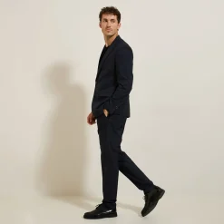 Jules Costume 2 pièces slim bistretch à carreaux - Bleu foncé- Ensemble De Costume