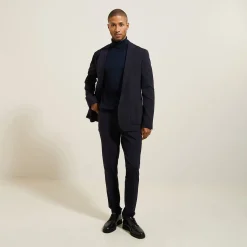 Jules Costume 2 pièces slim en maille - Bleu- Ensemble De Costume