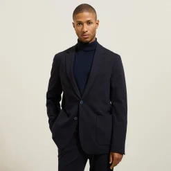 Jules Costume 2 pièces slim en maille - Bleu- Ensemble De Costume