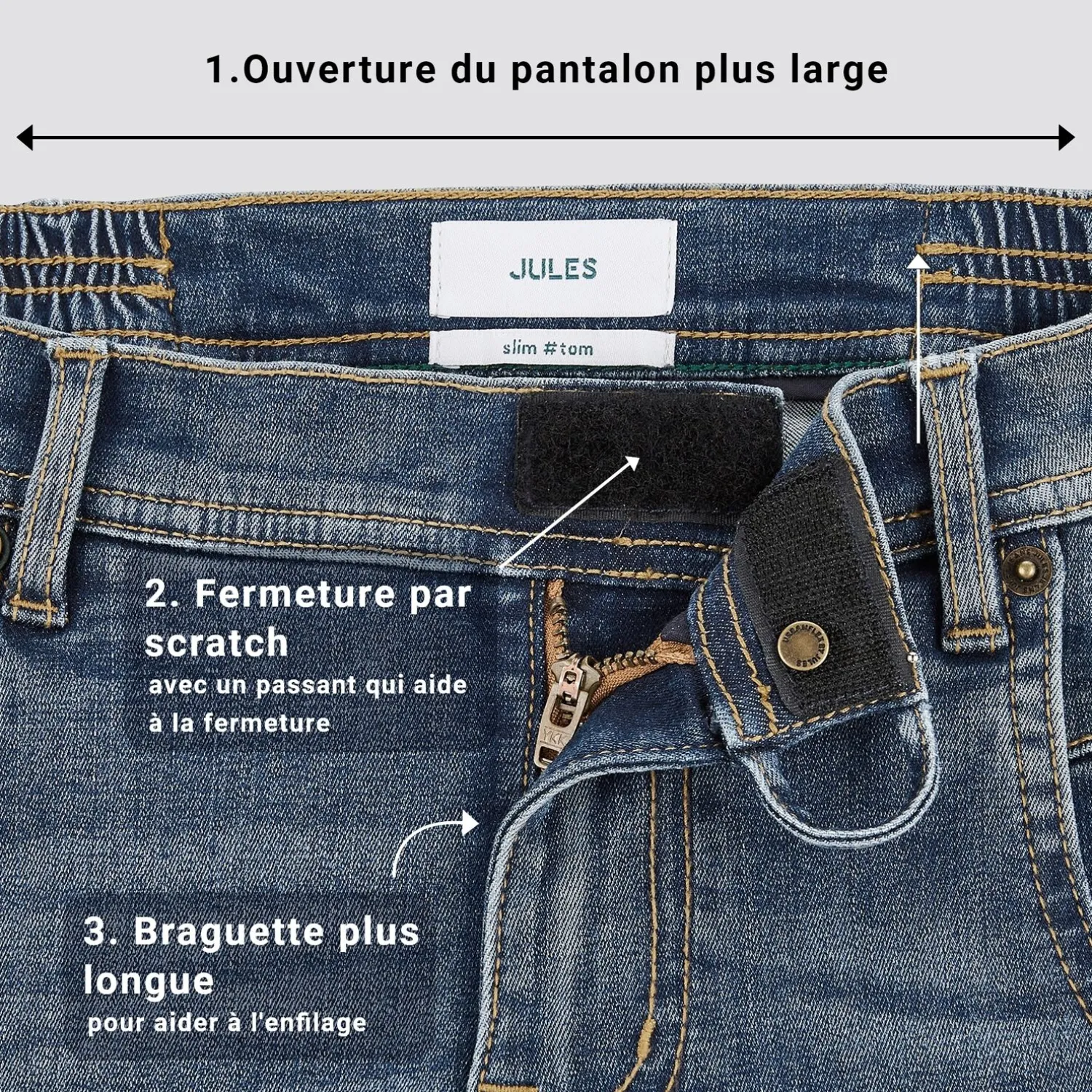 Jules Jean slim pour personne à mobilité réduite- Pantalon Chino|Pantalon