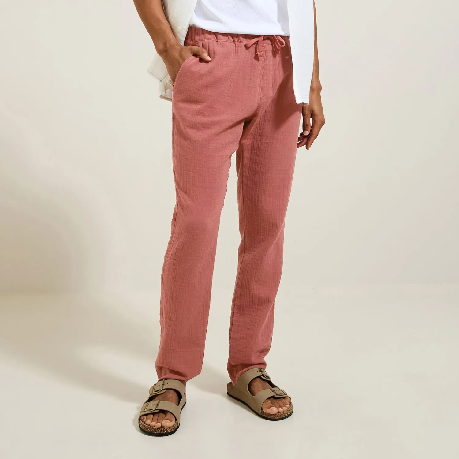 Jules Pantalon en gaze de coton uni- Pantalon Chino|Pantalon