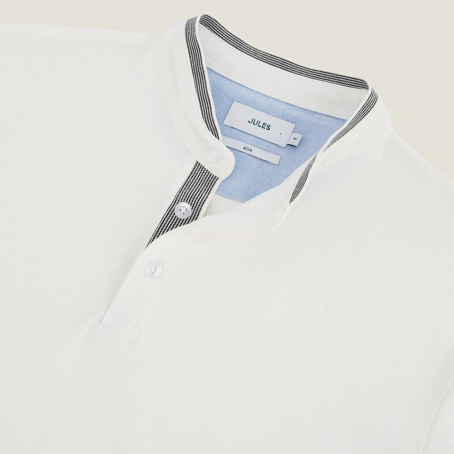 Jules Polo manches courtes slim uni col mao piqué- Polo