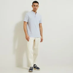 Jules Polo manches courtes slim uni col mao piqué- Polo