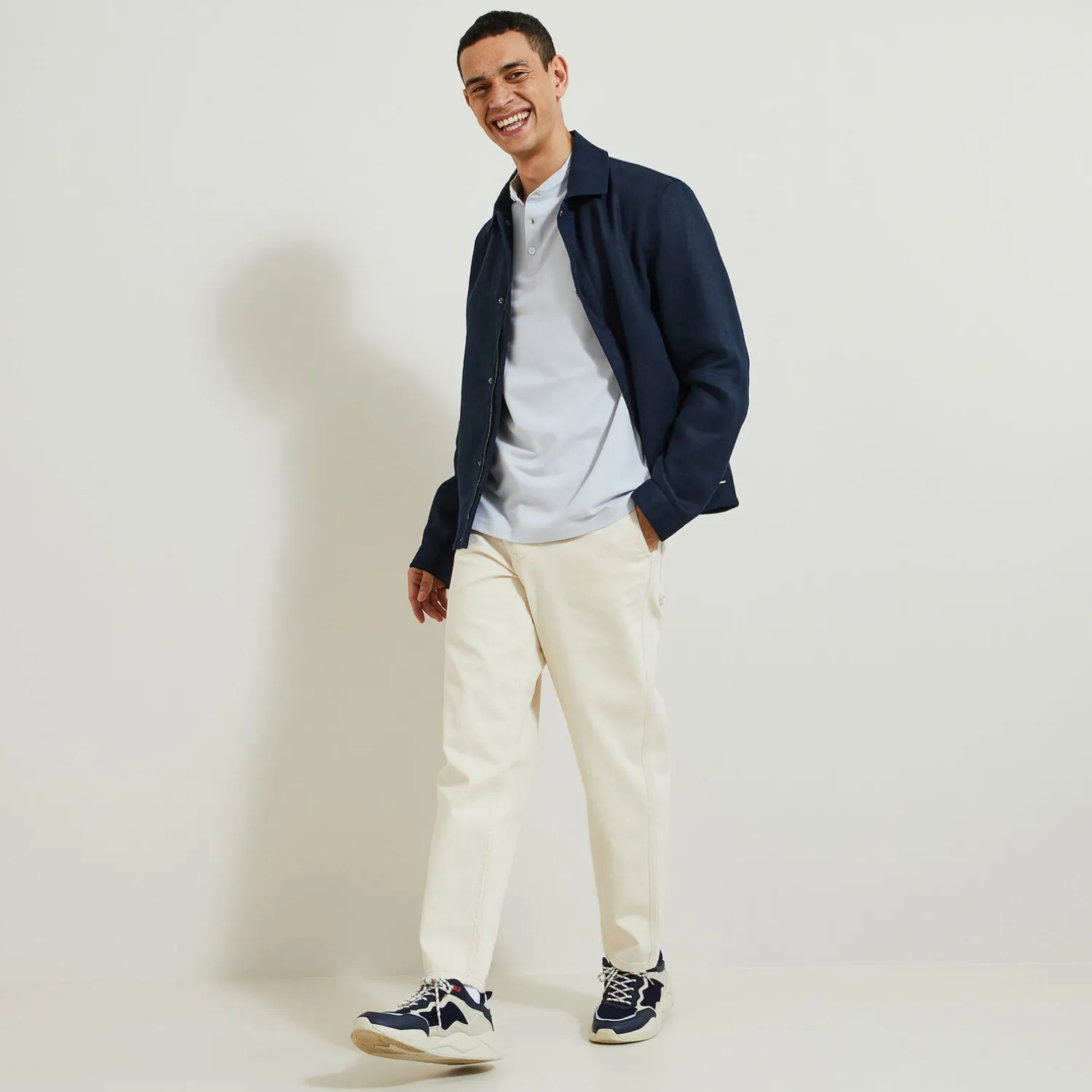 Jules Polo manches courtes slim uni col mao piqué- Polo