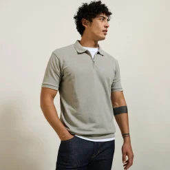 Jules Polo manches courtes texturé col zippé- Smart Casual|Polo