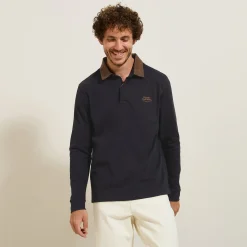 Jules Polo manches longues piqué col velours- Polo