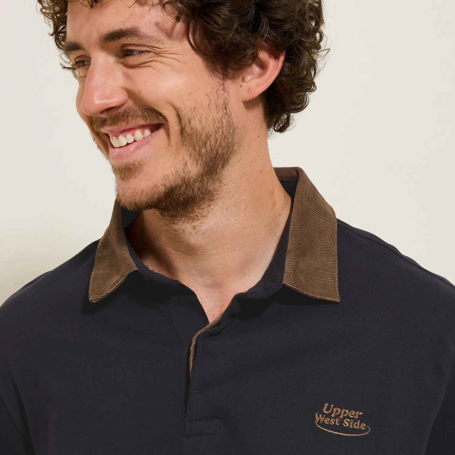 Jules Polo manches longues piqué col velours- Polo