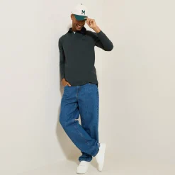 Jules Polo manches longues piqué col velours- Polo