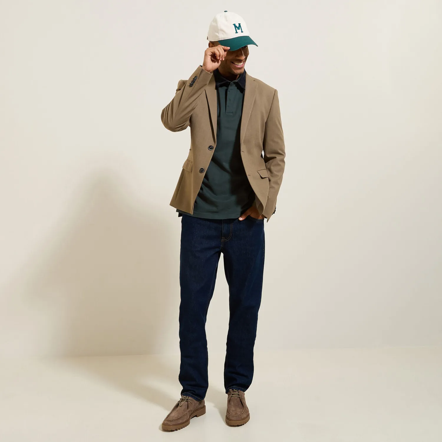 Jules Polo manches longues piqué col velours- Polo