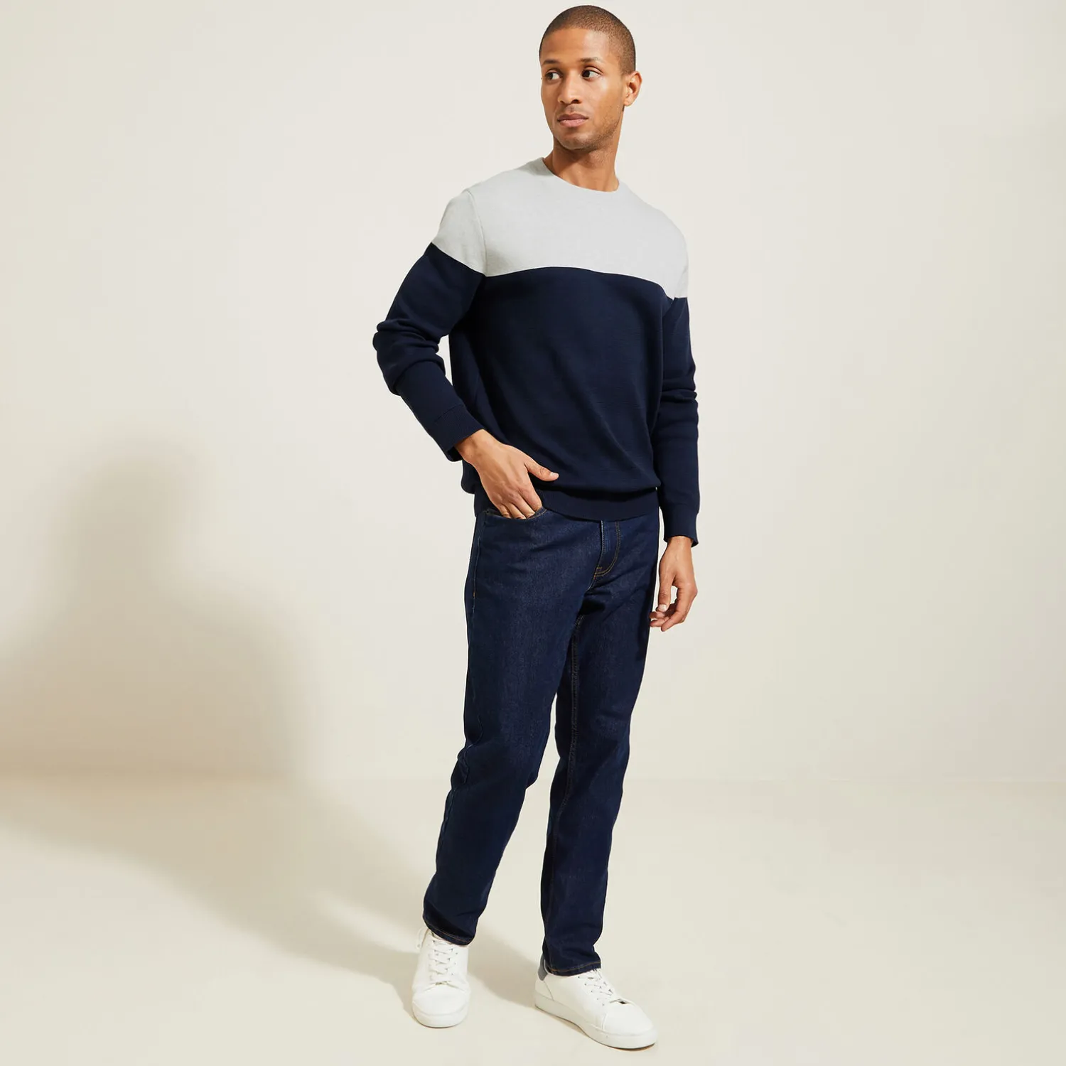 Jules Pull col rond colorblock- Pull