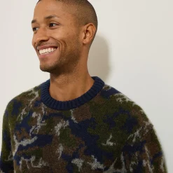 Jules Pull col rond jacquard camouflage- Pull
