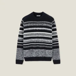 Jules Pull col rond rayé jacquard- Pull