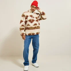 Jules Sweat col zippé en sherpa imprimé- Sweat