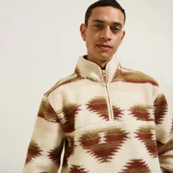 Jules Sweat col zippé en sherpa imprimé- Sweat