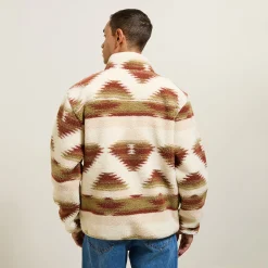 Jules Sweat col zippé en sherpa imprimé- Sweat