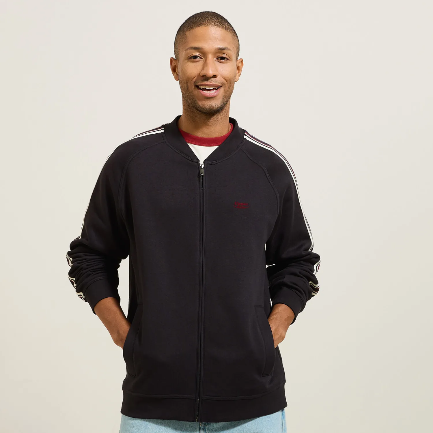 Jules Sweat zippé avec bandes manches- Sweat