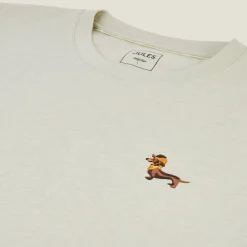 Jules Tee shirt col rond chiné brodé poitrine en coton- T-shirt