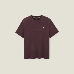 Jules Tee shirt col rond chiné brodé poitrine en coton- T-shirt