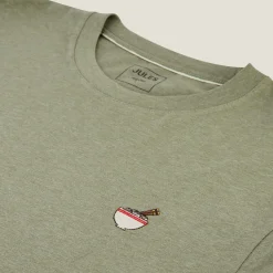 Jules Tee shirt col rond chiné brodé poitrine en coton- T-shirt