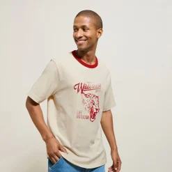 Jules Tee shirt col rond imprimé colletage contrasté- T-shirt