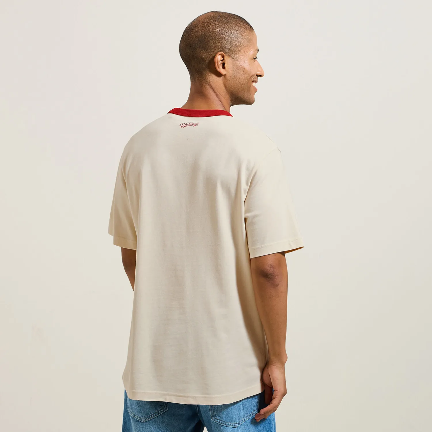 Jules Tee shirt col rond imprimé colletage contrasté- T-shirt