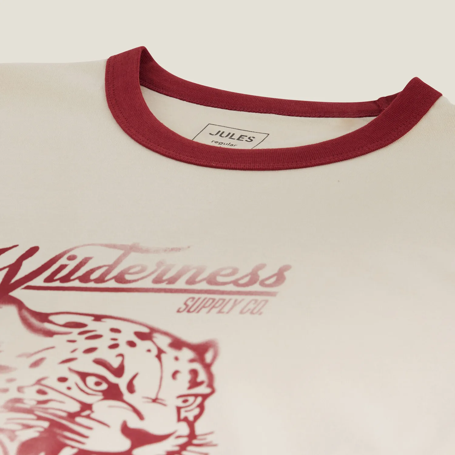 Jules Tee shirt col rond imprimé colletage contrasté- T-shirt