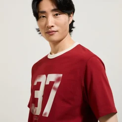 Jules Tee shirt col rond imprimé colletage contrasté- T-shirt