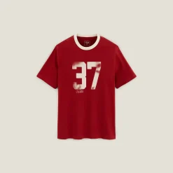 Jules Tee shirt col rond imprimé colletage contrasté- T-shirt