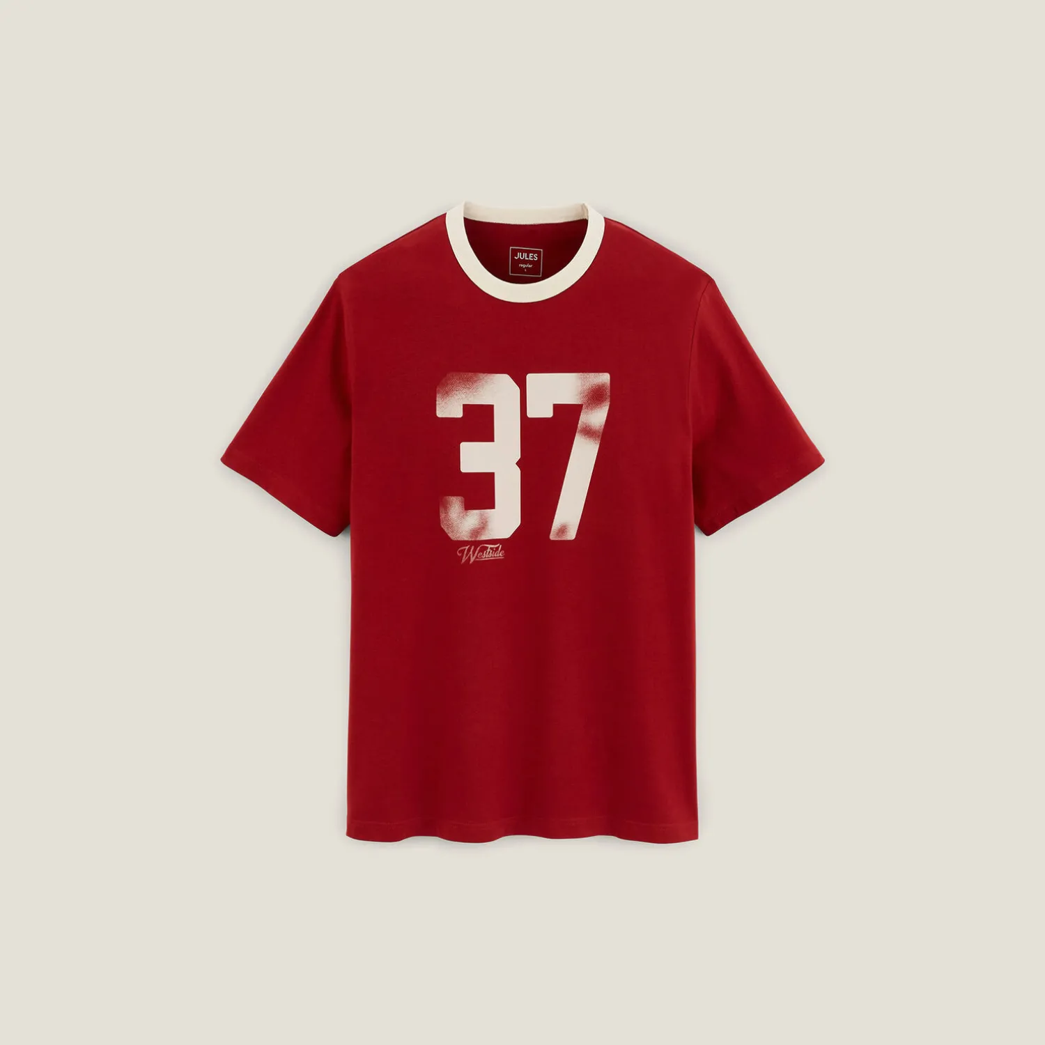 Jules Tee shirt col rond imprimé colletage contrasté- T-shirt